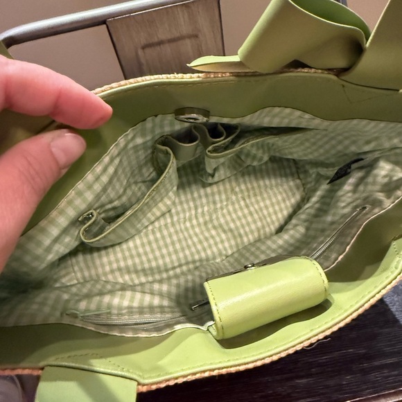 Preston & York Tan and Green Tote with Bow - Picture 5 of 8